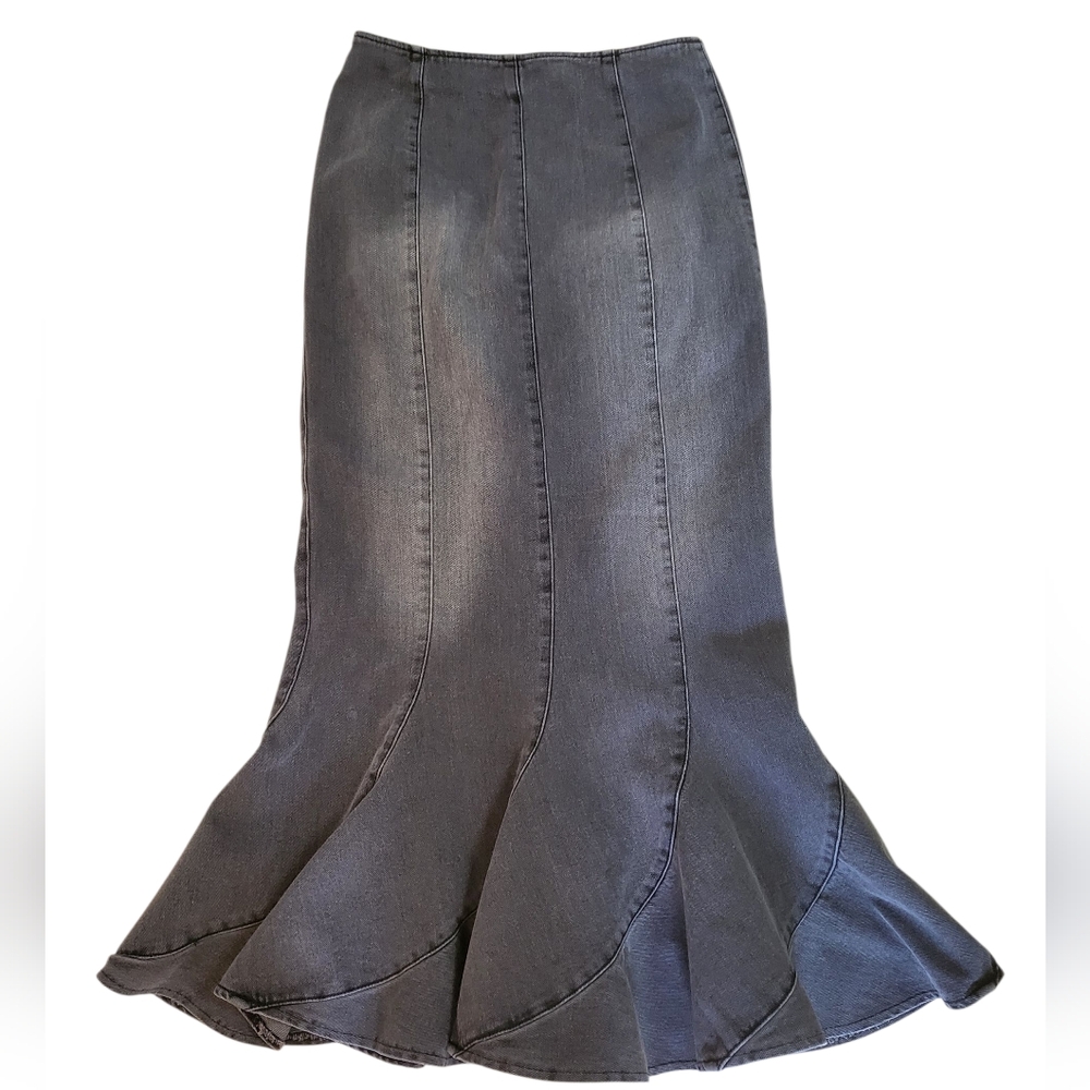 Newport News Jeanology Trumpet Mermaid Denim Skirt 90's/Y2K